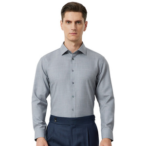 Camicia da Uomo 100% Lana Merino, Collo Quadrato, Traspirante, Resistente allo Sbiadimento, Antipiega, Lavabile <span class=keywords><strong>in</strong></span> <span class=keywords><strong>Lavatrice</strong></span>, Camicia Business Senza Pieghe - Product Image 3