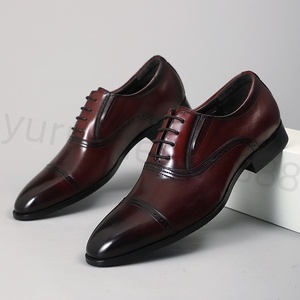 Zapatos de vestir formales cómodos para hombre, Brogue de punta de ala de cuero genuino con cierre de cordones, diseño suave para Bodas de primavera y otoño - Product Image 2