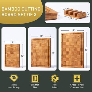 Acacia Wood Cutting Board Rectangle Non Slip Feet Kitchen Chopping <b>Block</b> Set - Product Image 3