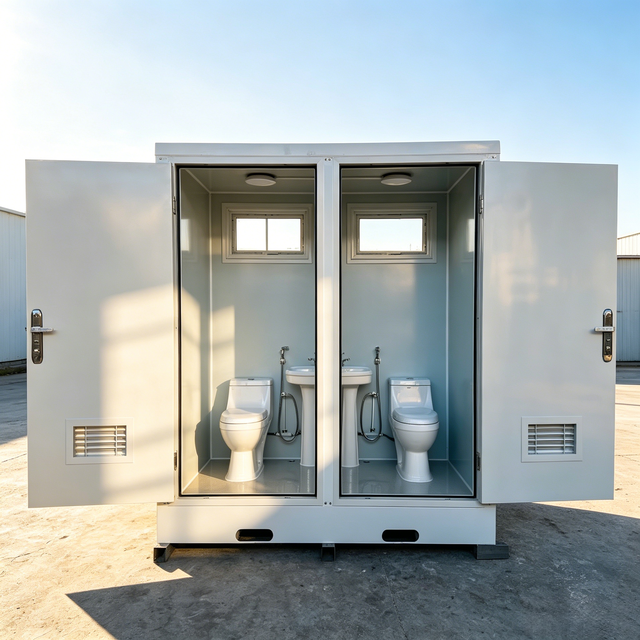 Luxury Double Cabin Portable Toilet with Wash Basin Prefabricated Steel Structure Modular Mobile Restroom for Outdoor Events