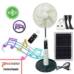 16-Inch Solar Rechargeable Brushless Motor 5-Speed Pedestal Fan With Solar <b>Lights</b> <b>Remote</b> <b>Control</b> 6H Runtime Portable AC SF300A-1 - Product Image 1