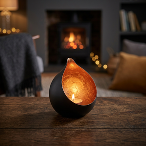Modern Teardrop Candle Holder Iron <b>Black</b> Orange Glass Home Decoration Heat Resistant <b>Lantern</b> - Product Image 4