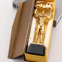 Trophée sportif gravé écologique sur mesure en cristal plaqué or JZ-055 pour la beauté Fitness Compétition Strongman Power Giant