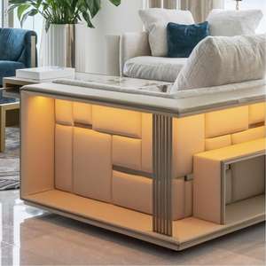 इतालवी लाइट लक्जरी एल आकार वास्तविक चमड़े के कूचों लक्जरी लिविंग रूम सोफे उच्च अंत 5 सीटर चमड़े के सोफे को विला के लिए सेट - Product Image 2