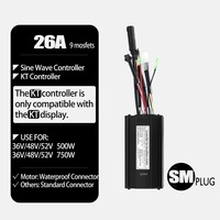Contrôleur sans balais avec écran, contrôleur à onde sinusoïdale 500W 26A 36V/48V/52V, LCD central/arrière, en aluminium pour vélo électrique