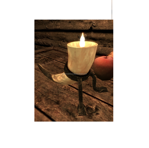 EAL-cuerno de vaca color blanco natural con soporte de hierro, vela de cuerno de búfalo de la mejor calidad, anudado en India - Product Image 2