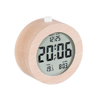 Réveil en bois massif de style nordique avec écran LCD, mouvement mécanique, fonction silencieuse, modèle artisanal 2106