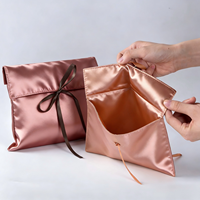 Pochette en tissu satiné de haute qualité avec logo personnalisé, fermeture à pression, lavable, réutilisable, pour foulards en soie, bijoux, articles féminins