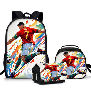 3 sac à dos zippé de grande capacité avec motif Football Star <span class=keywords><strong>CR7</strong></span> Garçons Filles Alléger le fardeau Fermeture à glissière Pratique pour les enfants - Product Image 1