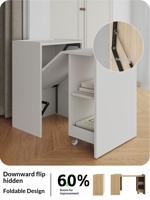 Bureau en bois massif pour la maison et la chambre, bureau d'ordinateur invisible pliable télescopique, bureau caché pour petit appartement, table antidérapante gain de place