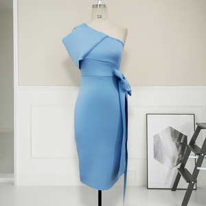 Una Spalla Bowtie Cinghia di Vita Luce Blu <span class=keywords><strong>Elegante</strong></span> <span class=keywords><strong>Da</strong></span> <span class=keywords><strong>Sera</strong></span> Delle Donne Abiti - Product Image 3