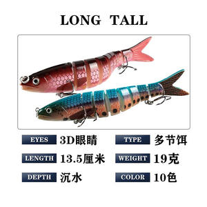 Neues Design Großhandel JM027 13cm 20g ABS Minnow Angel köder 8 Segment Multi Jointed Artificial Hard - Product Image 6
