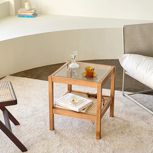 Phòng khách rắn GỖ Kính mây Bàn trà vuông bên Bàn cà phê - Product Image 4