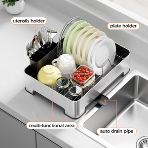 सिंक सुखाने रैक स्टेनलेस स्टील रसोई भंडारण रैक प्लेट रैक आयोजक - Product Image 1