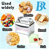 Boîtes à dragées personnalisées avec logo imprimé, argent métallisé, pour fêtes, cadeaux de mariage, bonbons, gâteaux, emballage de desserts