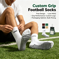 Chaussettes de football FlexGrip Factory Direct Custom Grip, antidérapantes, respirantes, séchage rapide, blanches, style crew, design personnalisé gratuit.