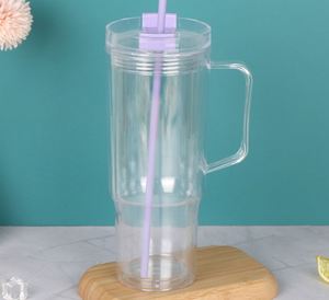 Vaso Acrílico Transparente de 40 oz con Diseño de Bola de Nieve, con Orificio y Tapón, Reutilizable, Brillante, Taza de Viaje de Plástico con Tapa de Color - Product Image 4