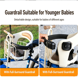 Asiento de Bicicleta para Niños con Instalación Frontal, Barandilla Protectora Completa, <span class=keywords><strong>Silla</strong></span> Multiusos para Bebés Compatible con Bicicletas de Montaña - Product Image 5