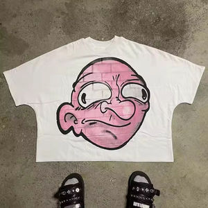 Camisetas recortadas de lujo Boxy 100% algodón Y2K camisetas gráficas impresas Streetwear camisetas de hombre de alta calidad - Product Image 2