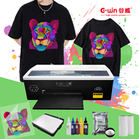 Nouvelle imprimante DTF semi-automatique de bureau Gwin G300 format A3 avec tête d'impression Epson, encre pigmentée CMYK+W, film PET rouleau à rouleau multicolore