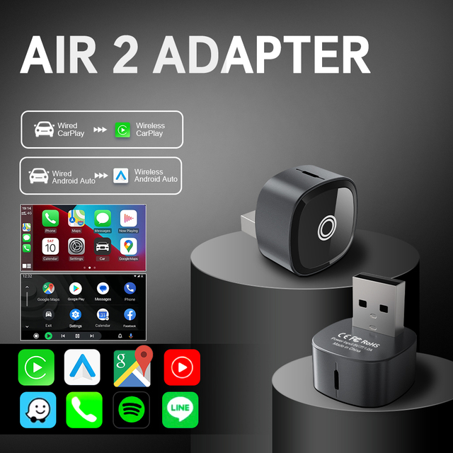 Ultra Mini Android Auto CarPlay Wireless Adapter 2025Upgrade 5.0GHZ WiFi,5.4 Bluetooth,Plug and Play,USB-C/USB-A Extension Cable