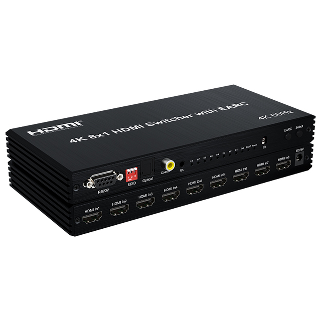 SOFLY 4K 8x1 HDMI Switcher with EARC 4K@60Hz HDMI 8x1 Switch Support Audio Return