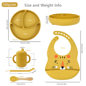 Plato de succión de silicona para bebé, cuenco con <span class=keywords><strong>cubiertos</strong></span> inoxidables, conjunto de alimentación infantil, Babero impermeable - Product Image 5