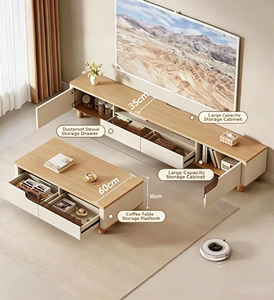 Nuevo Conjunto de Muebles de TV y Mesa de Centro Estilo Crema Ecológico 2026, Diseño Nórdico de Madera para Salas de Estar Pequeñas, de Pie - Product Image 3