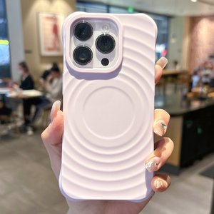 2025 nuevo diseño Circle Wave funda de teléfono para iPhone 16 15 Pro Max 14 13 12 funda transparente para carga magnética de silicona - Product Image 5