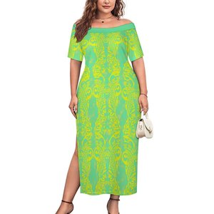 Precio barato Color sólido Escote <span class=keywords><strong>de</strong></span> un hombro Vestido con abertura alta Vestido <span class=keywords><strong>de</strong></span> <span class=keywords><strong>fiesta</strong></span> <span class=keywords><strong>de</strong></span> noche <span class=keywords><strong>de</strong></span> estilo tropical Hawaiano personalizado Vestido sexy - Product Image 5