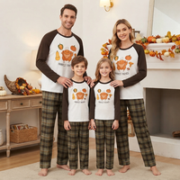 Gestalten Sie Ihre Eigenen Thanksgiving-Familien-Pyjamas: Danke-Tag Truthahn Ernte Rundhals Langarm-Oberteil und Hose Nachtwäsche-Set Großhandel