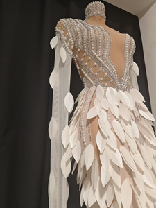 <span class=keywords><strong>Abito</strong></span> da Spettacolo di Lusso per Eventi, Vestito <span class=keywords><strong>Bianco</strong></span> con <span class=keywords><strong>Paillettes</strong></span> e Strass, <span class=keywords><strong>Abito</strong></span> Sexy per Compleanno e Spettacoli sul Palco - Product Image 6