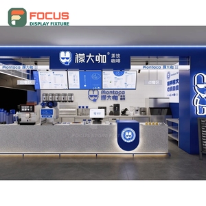 Exhibidor de Productos de Café de Gran Formato, Acabado en Roble Natural, Diseño de Esquina, Exhibidor de Productos para Cafetería - Product Image 5