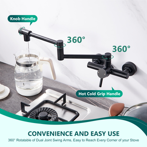 Grifo de Cocina Plegable de Acero Inoxidable 304 Negro Mate, con Certificación CUPC, para Agua Fría y Caliente, Montado en la Pared - Product Image 3