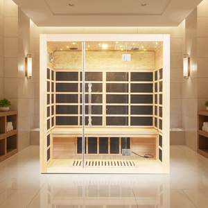 Sauna infrarouge lointain en bois de pruche haute performance pour intérieur, design élégant, capacité 4 personnes, idéal pour appartement - Product Image 1