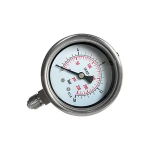 63mm dial baja tahan karat pengisi tekanan minyak gauge industri hidrolik sistem manometer