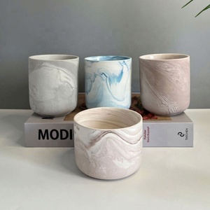 Wholesale 375ML <b>Candle</b> Jar Modern Custom Ceramic <b>Candle</b> Holders Marble <b>Candle</b> Vessels for Home Wedding - Product Image 5