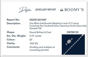 Bracelet en or blanc 14 carats avec diamant de laboratoire ovale de 5,01 carats, très demandé pour les occasions spéciales, disponible au prix d'usine - Product Image 2