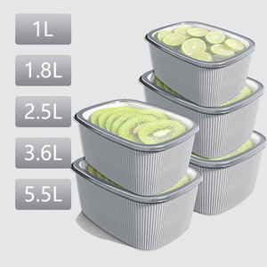 Rectangular <b>Plastic</b> Food Storage <b>Containers</b> Fridge Organizer Bins with Lids for Fruits Vegetables Kitchen Preservation - Product Image 3