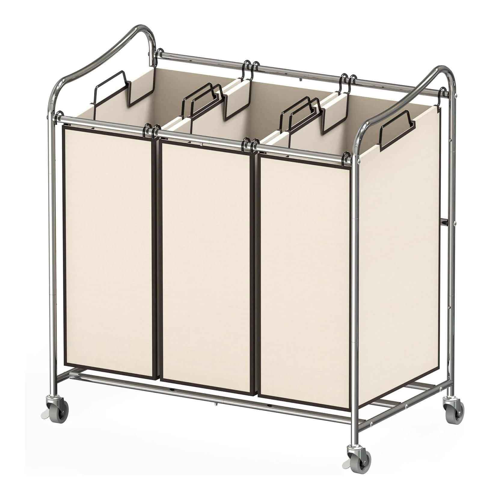 3-Bag Laundry Sorter Cart with Wheels and Removable Bags