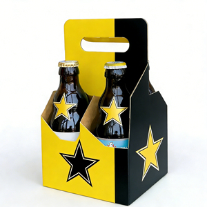 Confezione Regalo per Tifosi di Calcio 2026, Scatola Ecologica in Carta Kraft per <span class=keywords><strong>4</strong></span> Birre con Logo Personalizzato in Rilievo e Manico in Lamina Dorata - Product Image 5