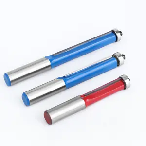 12mm Shank Professional Grade Flush Trimming Router Bit Top Bearing Double Flutes Straight Bits for Wood Woodworking