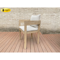 Juego de Mesa y Sillas de Comedor Rústicas de Madera de Teca de Fábrica para Exterior/Patio/Jardín/Villa