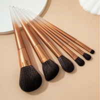 YRX Ensemble de 6 pinceaux de maquillage personnalisés avec logo, ferrules en aluminium, manche en plastique nacré, pinceaux de maquillage dorés, kit de pinceaux de maquillage de luxe