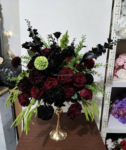 Vente en gros d'usine : Boules <span class=keywords><strong>de</strong></span> fleurs artificielles en soie élégantes <span class=keywords><strong>et</strong></span> <span class=keywords><strong>de</strong></span> haute qualité, centres <span class=keywords><strong>de</strong></span> <span class=keywords><strong>table</strong></span> bordeaux <span class=keywords><strong>et</strong></span> noirs - Product Image 3