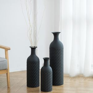Ensemble de 3 vases décoratifs rustiques en fer, grands vases noirs pour le salon - Product Image 2
