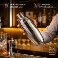 Shaker à cocktails en acier inoxydable 18/8 avec logo personnalisé, anti-fuite, pour cocktails, martinis, bars, restaurants, hôtels, fêtes à domicile, vente en gros