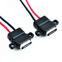 Connecteur femelle Type-C LN-004 avec oreille de fixation, câble de port de charge pour alimentation DIY à 2 fils