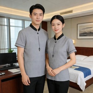 Hotel Uniforms Summer Short Sleeve Cotton Unisex Workwear For Hotels And Guesthouses - Product Image 3