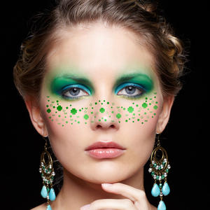 Patricio Día Celebración Cara Patrones Sexy Verde Bandera irlandesa Globos Papel Tréboles temporales Tatuajes intermitentes Sombreros - Product Image 4